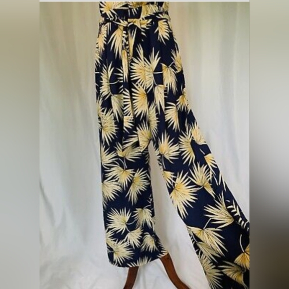 TIMING Jumpsuit Navy Botanical Palm Leaf Print - - Size Small - Picture 3 of 11